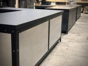 #066M - Modern Industrial Office Desk & File Cabinet