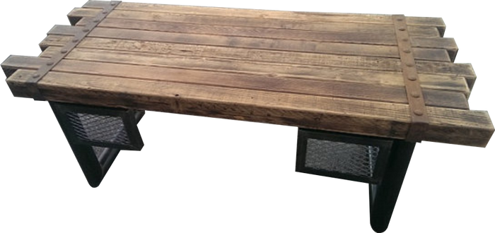#039 - Rustic Steel and Cedar Timber Desk