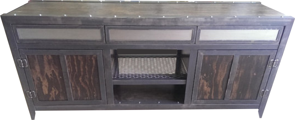 Industrial Console with Drawers front view