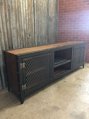 Vintage Industrial Media Console Side View