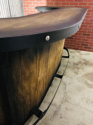 #200 - Rustic Wine barrel-plank wood rustic barn wood bar