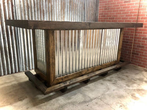 #201 - Rustic wood-corrugated steel-repurposed plank Bar