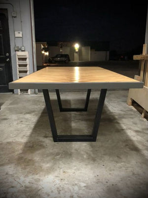 #102 - Wood plank herringbone pattern rustic minimalist conference table
