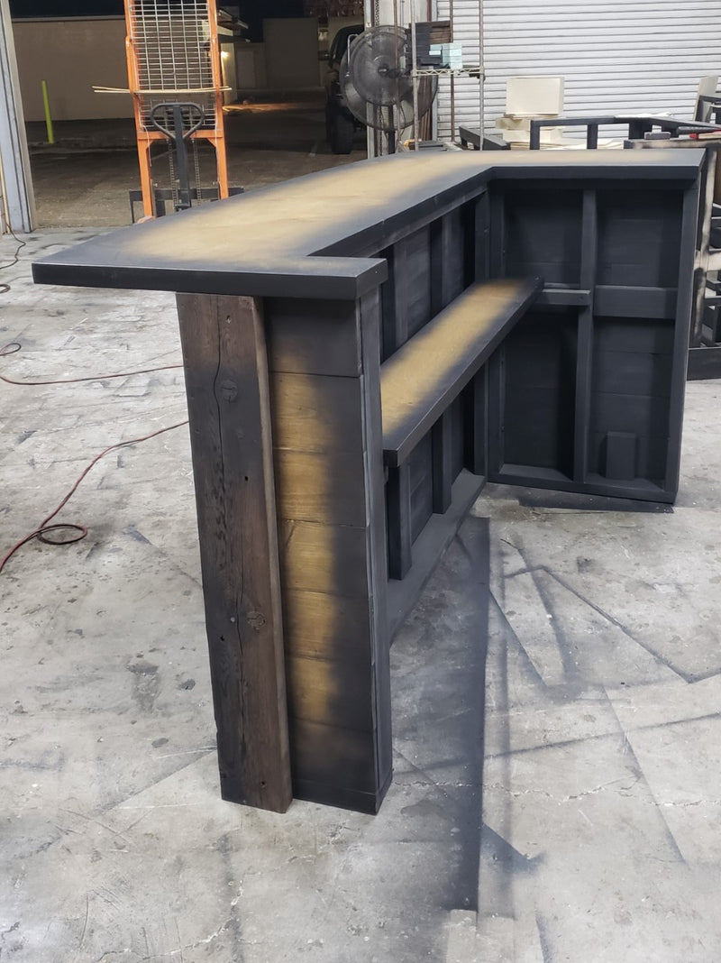 203 - Rustic Reclaimed Plank Good Times Bar with Foot and Drink Rail –  Industrial Evolution Furniture Co.