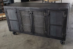 #028 - Custom Industrial Credenza Cabinet Bar Cart