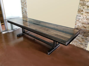 Vintage Industrial Reclaimed Wood Conference Table in Brown Shades