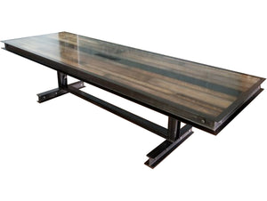#064 - Industrial steel and reclaimed wood conference table with FREE power/data center