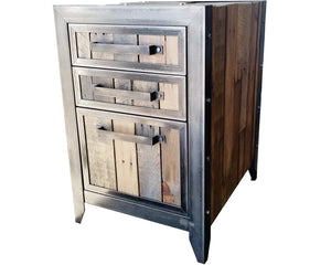 Industrial style office file cabinet with reclaimed wood