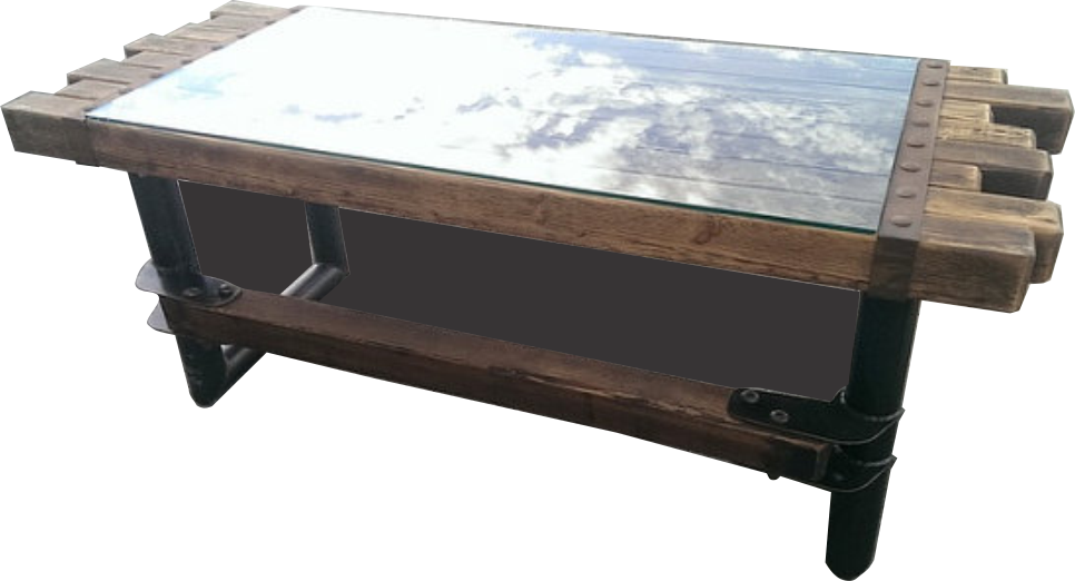 039 Rustic Steel and Cedar Timber Desk