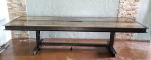 Vintage Industrial Reclaimed Wood Conference Table in Brown Shades