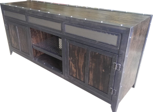 Industrial Console with Drawers angled view