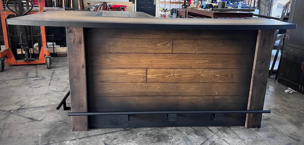 Rustic plank goodtimes bar, L shape bar , rustic wood bar , coastal ba –  Industrial Evolution Furniture Co.